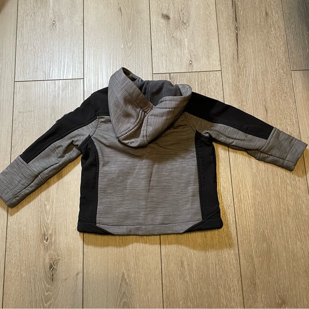 32 Degrees Kids' Grey & Blue Hooded Softshell Jacket Weatherproof Toddler 2T - Picture 3 of 8